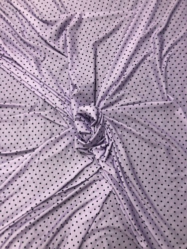 4 METER GUTE QUALITÄT GESPONNEN POLY STRETCH JERSEY PUNKTE DRUCK KLEID STOFF FLIEDER