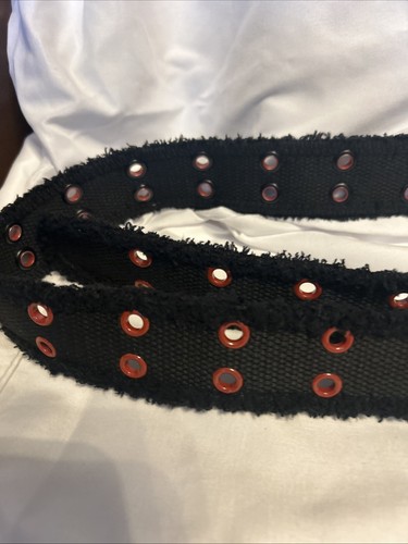 Belt Punk Emo Skater Biker Rivets Studs Black & Red w/Buckle 40” Long Small New - Picture 7 of 9