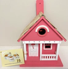 NWT HB Home Bazaar Archtectural Hot Pink 🦩FLAMINGO 🦩BIRDHOUSE Porch Shake Roof