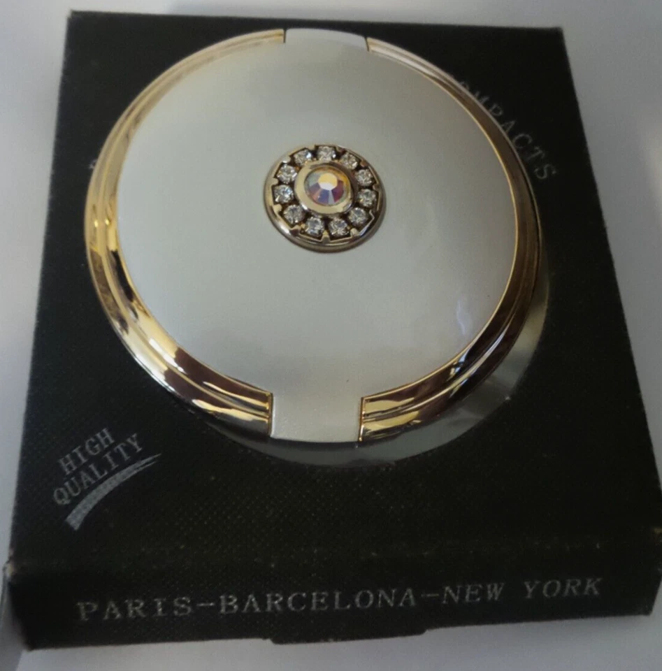 Compact Mirror - Plus Magnification Swarovski Crystal White NIB - image 2 of 4