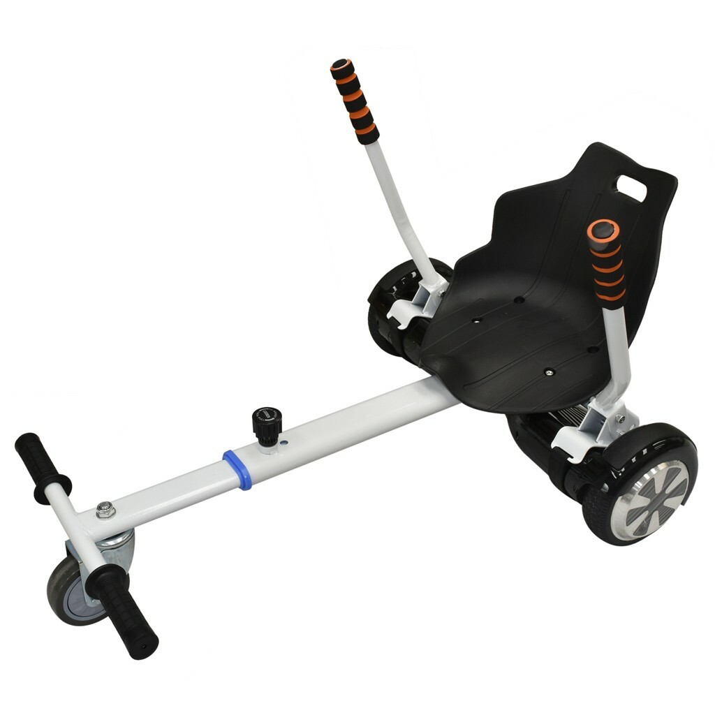 White Adjustable Go Kart Cart HoverKart Hovercart Stand Seat for Hoverboard