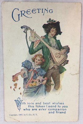 Vintage 1907 Postcard Postmarked March 3,1916 Greetings Card