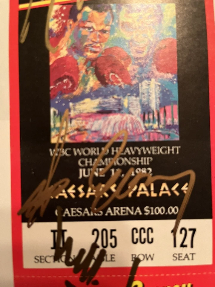 Boleto firmado por el campeonato de peso pesado Holmes Cooney Mills Lane JSA 6-12-1982 Foto 4 de 4