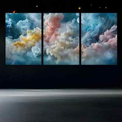 3pcs  Colorful Cloud Sky View Canvas Unframed