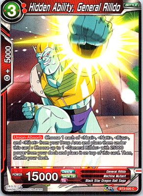 Hidden Ability, General Rilldo BT3-020 C Dragon Ball Super Card