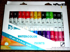 NEW 30 COUNT WATERCOLOR PAINTS 0.4 FL OZ EACH