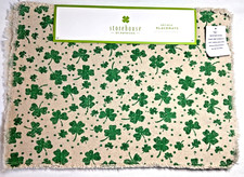STOREHOUSE PLACEMATS 4 SHAMROCKS LARGE SMALL CREAM GREEN 13 X 19 NWT