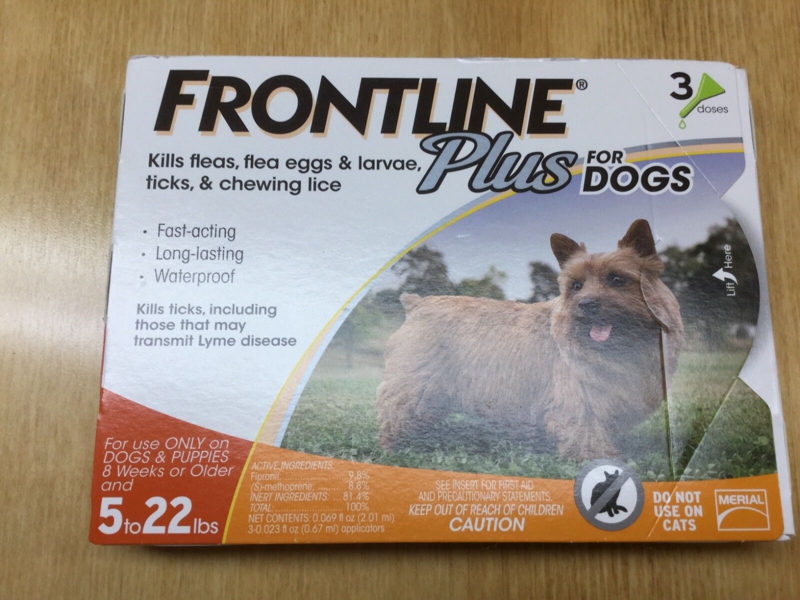 Frontline plus for dogs 5 to 22 Lbs. 100 % Genuine U.S EPA approved (3 pack)