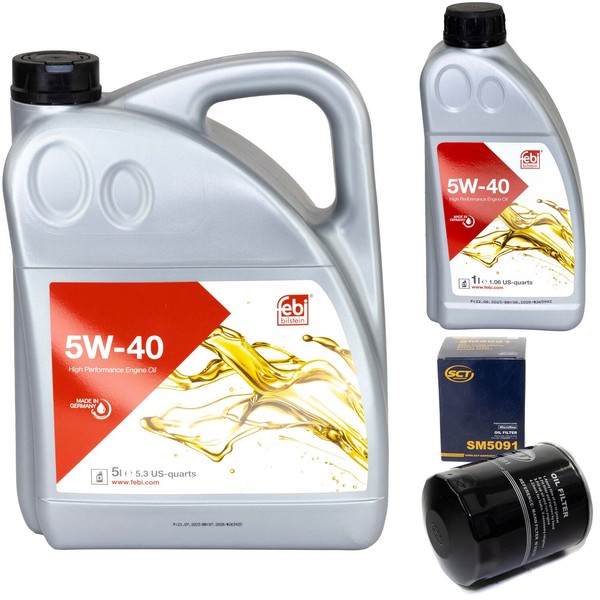 MotoröL Set Febi Sae 5W-40 6 Liter + ÖLfilter FüR Mitsubishi L200/Triton 2.5 D-image