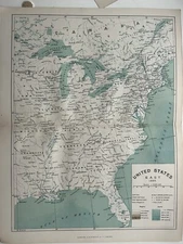 1892 Physical Map Of The Eastern United States Original Antique Map