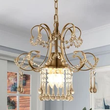 Modern Crystal Ceiling Light Flush Mount Mini Chandelier for Bedroom Hallway