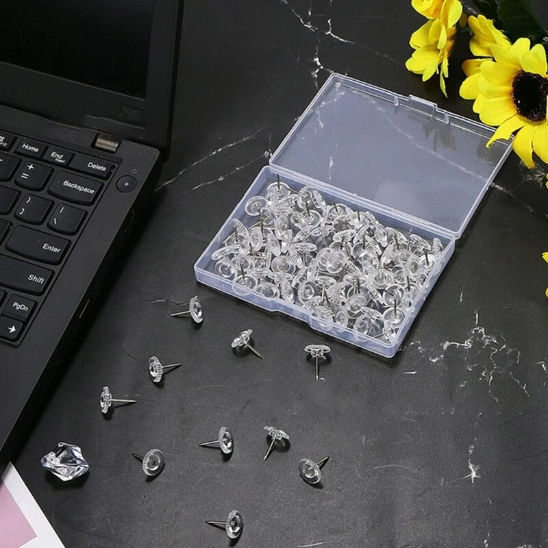 100pcs/Pack Decorative Pushpins Set Small Round Thumb Set for Office School - Image 4 of 4