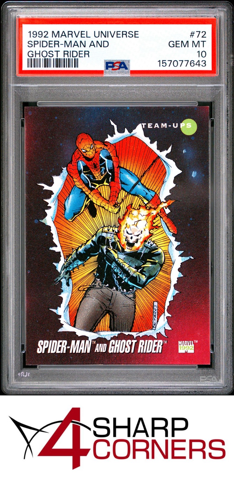 1992 MARVEL UNIVERSE #72 SPIDER-MAN AND GHOST RIDER PSA 10