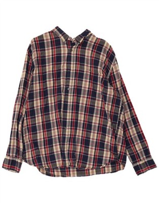 FRENCH CONNECTION Herren Flanellhemd 2XL dunkelblau kariert Baumwolle AA13