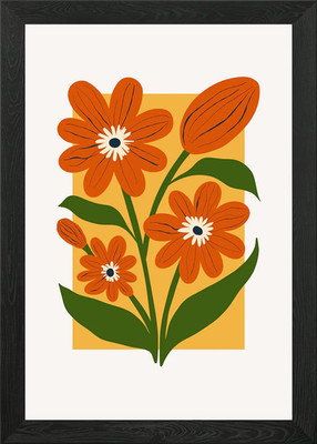 Orange Blumenstrauß gerahmtes Wandbild Poster Leinwanddruck Bild