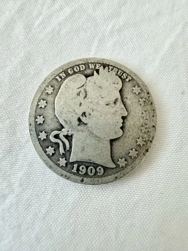 1909 Barber Silver Quarter - 90% Silver - Classic US Type Coin No Mint Mark