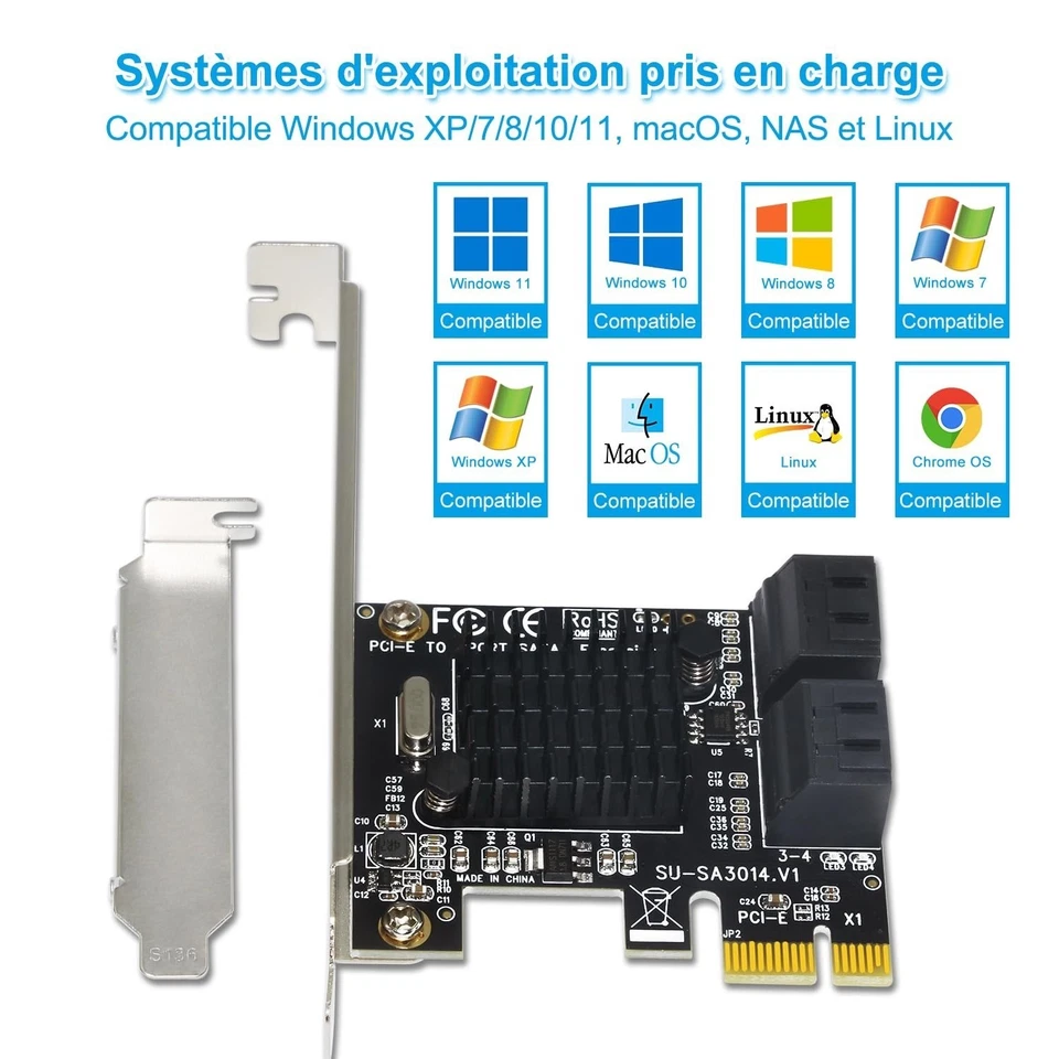 Carte contrôleur RAID PCIe SATA 4 ports 6 Gbps Ziyituod - Photo 4/4