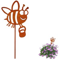 Gartenstecker Biene Rost Gartendeko Wetterfest Metall Blumen Stecker Ostern