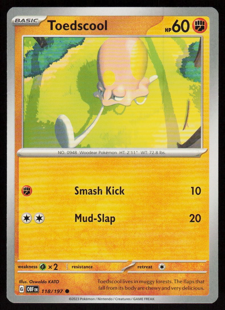 Toedscool 118/197 Common Obsidian Flames Pokemon Near Mint