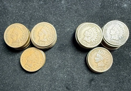 1906 & 1907 INDIAN HEAD PENNIES CENTS (25 of Each) Nice Coins