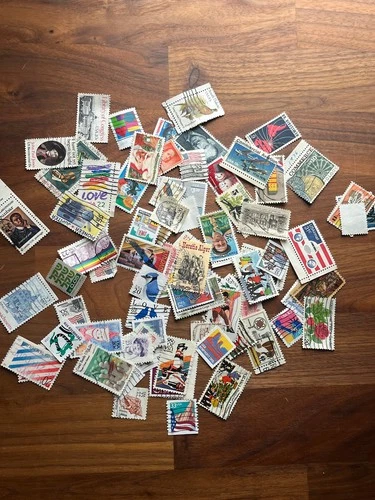 100 Used US Stamps Lot Vintage Off Paper Collection Mixed Commemorative