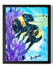 Guajardo Art Bumblebee and Lavander 14X11 Canvas Neo Expressionism