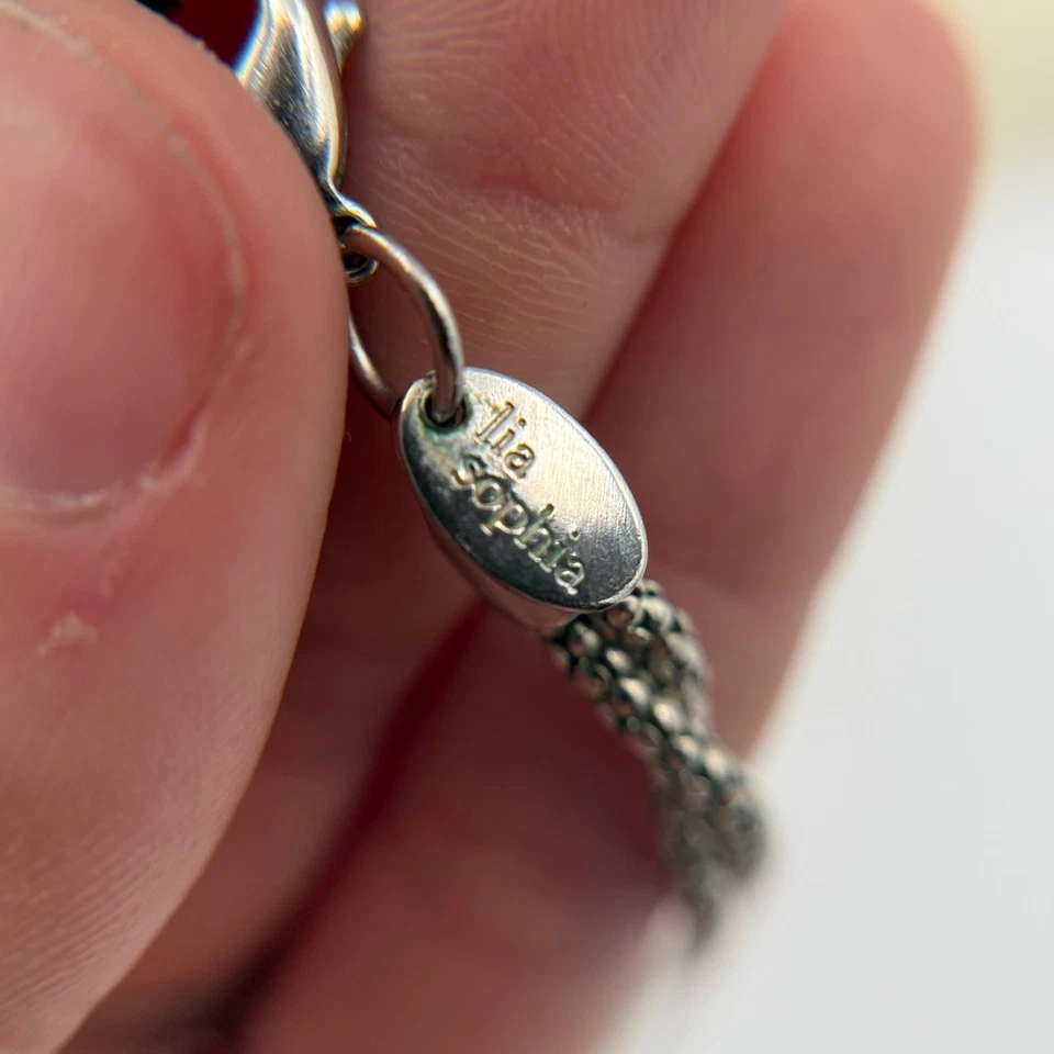 Collar Lia Sophia Celestial Tono Plata Disco Bola Imitación Perla Orbe Borla 25"" Foto 4 de 4