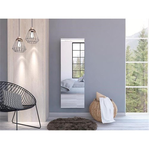Estante para zapatos Pemberly Row blanco montado en pared con espejo - Imagen 1 de 11