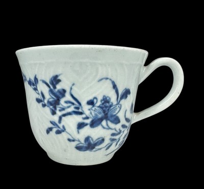 Worcester Porcelain 1st Period Feather Mold Floral Pattern Cup c1757-60 MINT