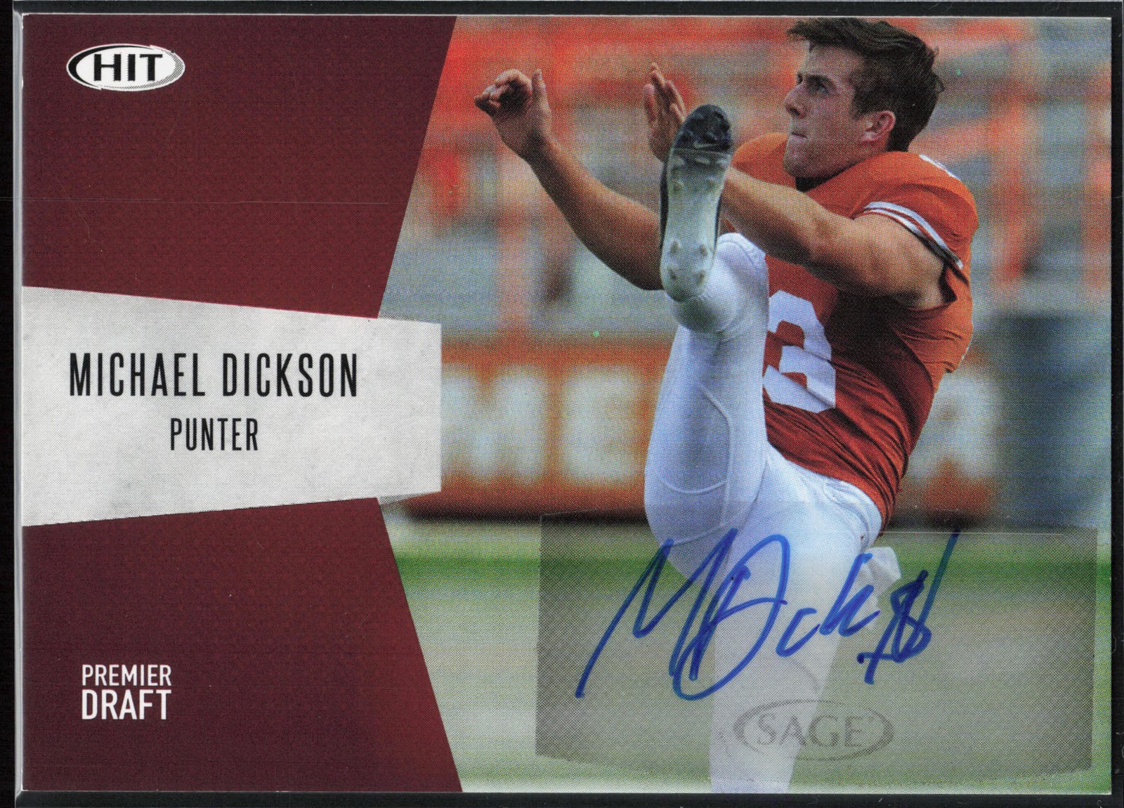 Michael Dickson Sage Hit Autograph #A26 Red