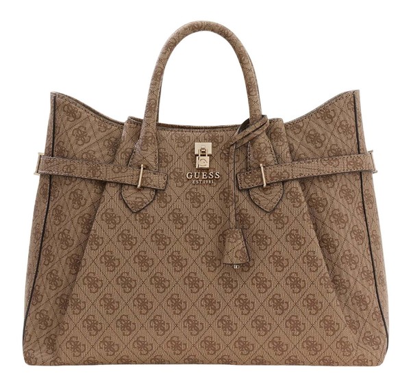 Guess Yesba Girlfriend Satchel Bag Handtasche Tasche Latte Logo Hellbraun Neu-image
