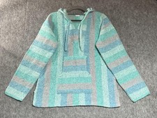 Artesanias Hoodie Mens Medium Multicolor Baja Mexican Stripe Pullover Poncho