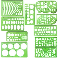 10 Pcs Geometric Drawing, Templates Drafting Measuring Tools for, Architecture