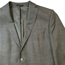 Jos. A. Bank Traveler Tailored Fit Men's Gray Checker Blazer 46L Wool