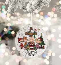 Snoopy Charlie Brown Custom Family Christmas Ornament- Christmas Kids Gift