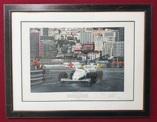 1984 Monaco Grand Prix Ayrton Senna F1 David Johnson Print 76.5cm x 59cm Frame
