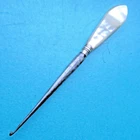 Antique  Carved   handle  dainty Metal Crochet Hook -