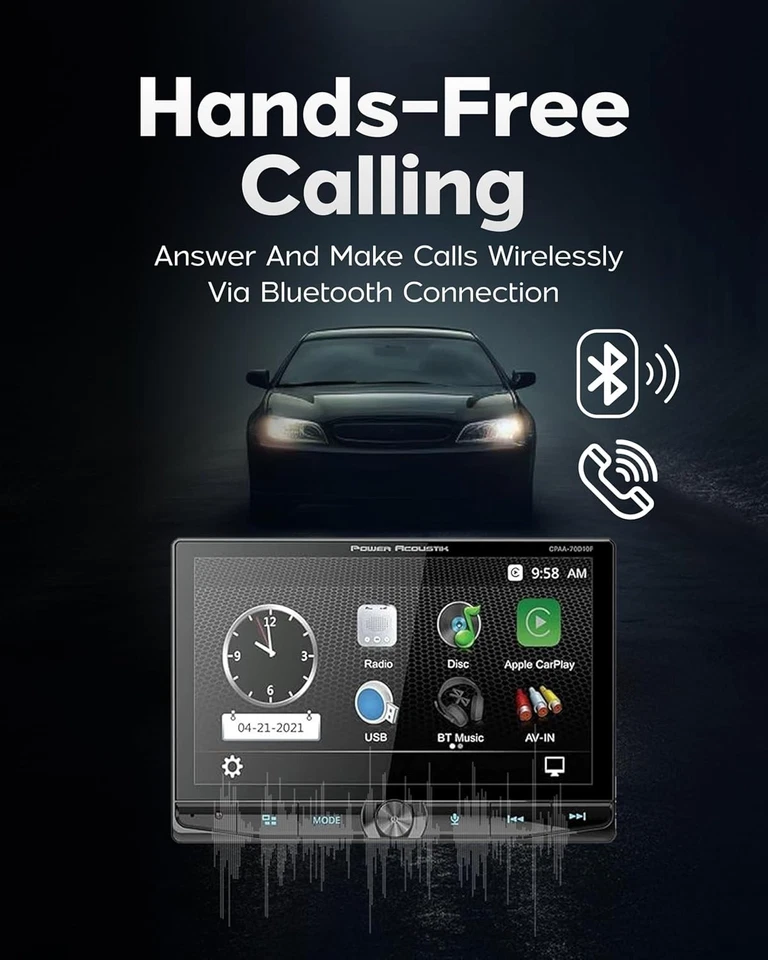 CPAA-70D10F 10.6" Double Din Bluetooth Car Stereo - Apple CarPlay & Android Auto - Image 4 of 4