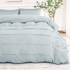 Nexhome Pro 100 Washed Cotton Duvet Cover Full Size Pleated Textured Duvet