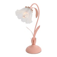 Pink Flower Petal Table Lamp with Glass Shade for Bedroom Decor