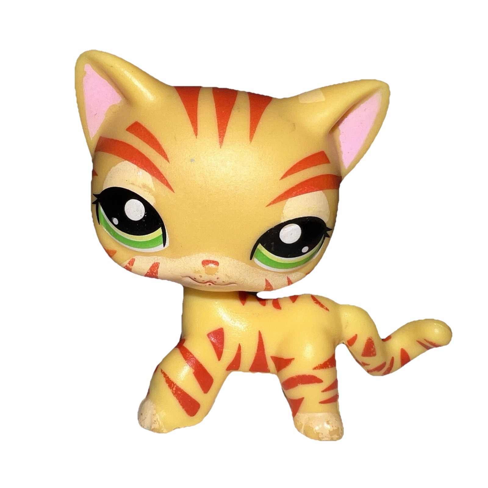 Littlest Pet Shop LPS Yellow Orange Striped Shorthair Cat Yellow