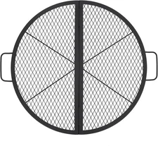 Outdoor Fire Pit Cooking Grate Rectangle Steel Campfire BBQ Grill Grid + Handle