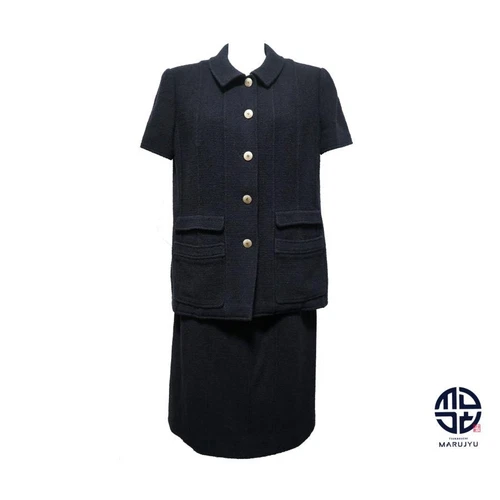 CHANEL Set tuta vintage marina con bottoni cocco donna taglia 42