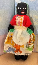 Vtg JAMAICA Souvenir Cloth Girl Rag Cloth Doll, 1950s Folk Art 7.5"