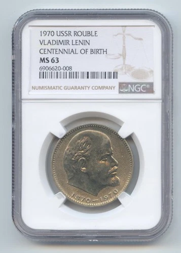 Russia, USSR 1970 Rouble, Vladimir Lenin Centennial of Birth, NGC MS-63