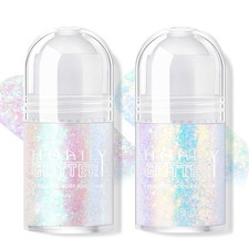 HOSAILY 2 Colors Roll-on Body Glitter Gel, Holographic Mermaid Sparkling Blue