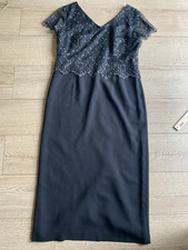 Debut Women's Black Short Sleeve Evening Party Dress Size 16 Chest 38"
