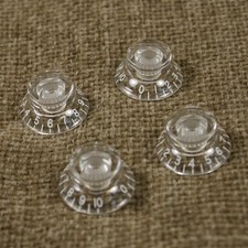 Set of 4 Top Hat Bell Style Guitar Speed Knobs Transparent Crystal Clear
