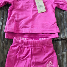Image of adidas 2pc Baby Jogger Set Sweatshirt & Joggers Pink 0-3 Months HN8930