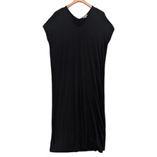 Lilla P Maxi Tunic Dress Black Short Dolman Sleeve Jersey Stretch Side Slit Sz M